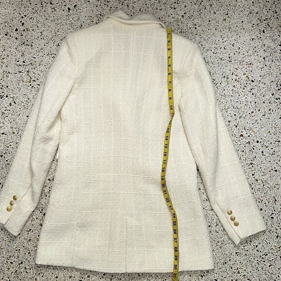 NWT Jason Wu ivory cream tweed blazer small s gold buttons - Picture 5 of 6